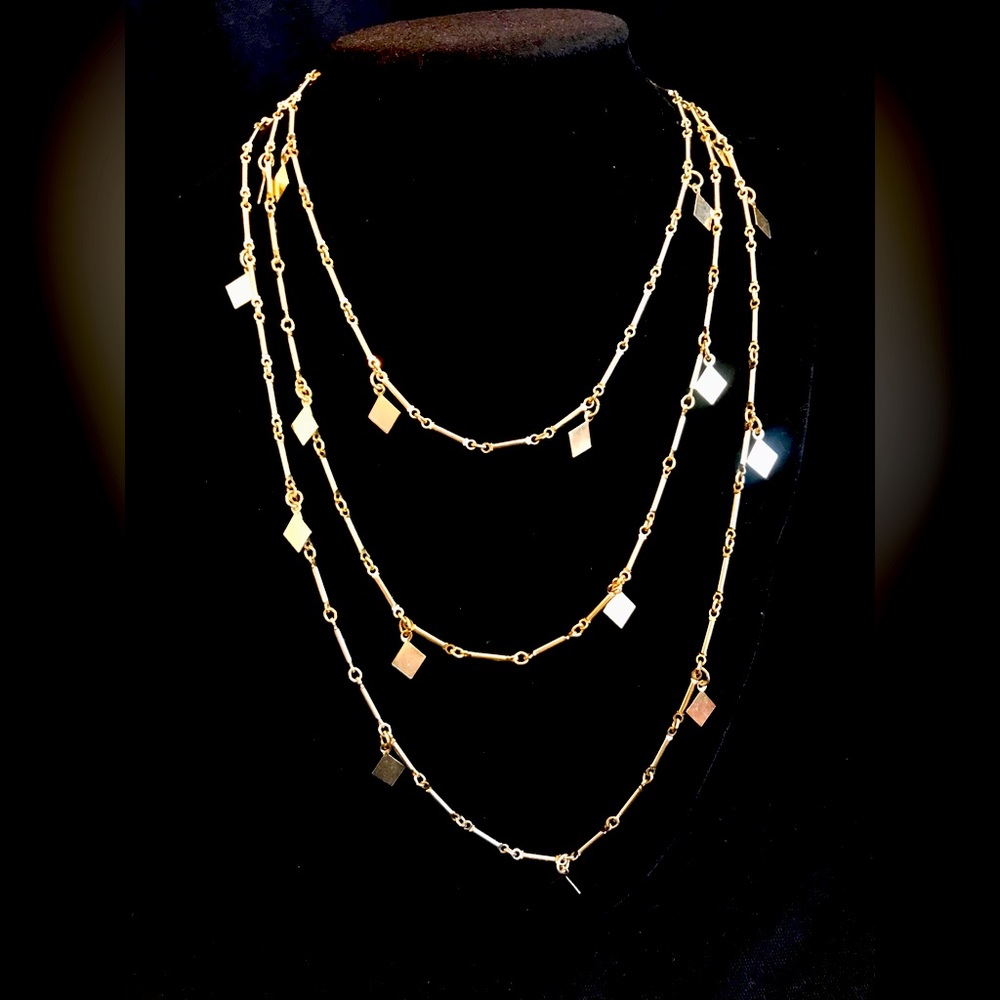 Vintage gold tone 27” chain with square dangles